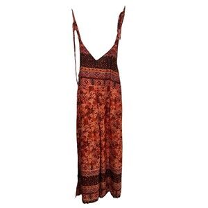 Free People Bohemian Style Beach Strap Long V-Neck Floral Romper Size M